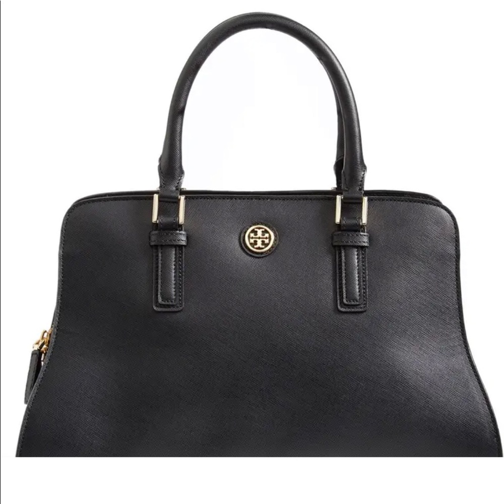 Tory Burch Robinson Curved Satchel Black
